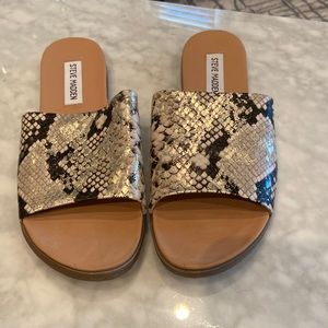 Snake print slide sandal